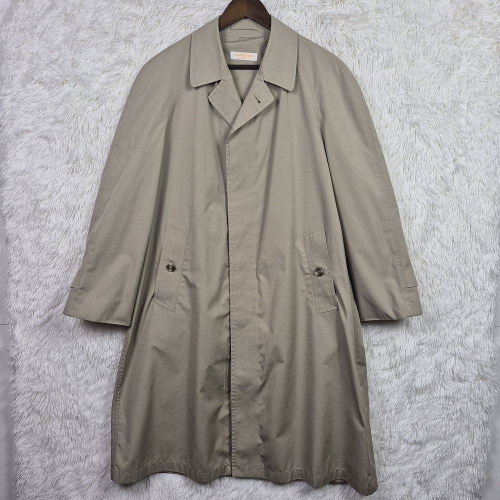 Vintage Brooks Brothers Khaki Trench Coat Quiet Luxury Mens 42R USA Made